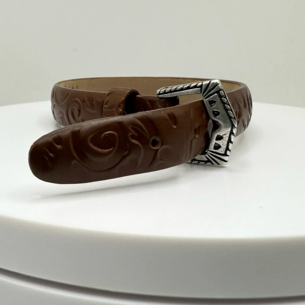 Prerogatives Brown Tooled Leather Bracelet